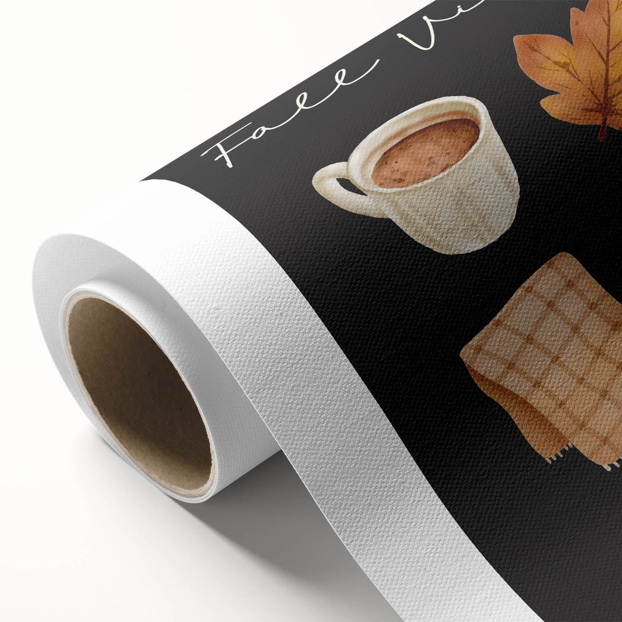 Art deco poster of an autumnal scene with rich orange and brown hues on rolled canvas, ideal for nursery wall art.