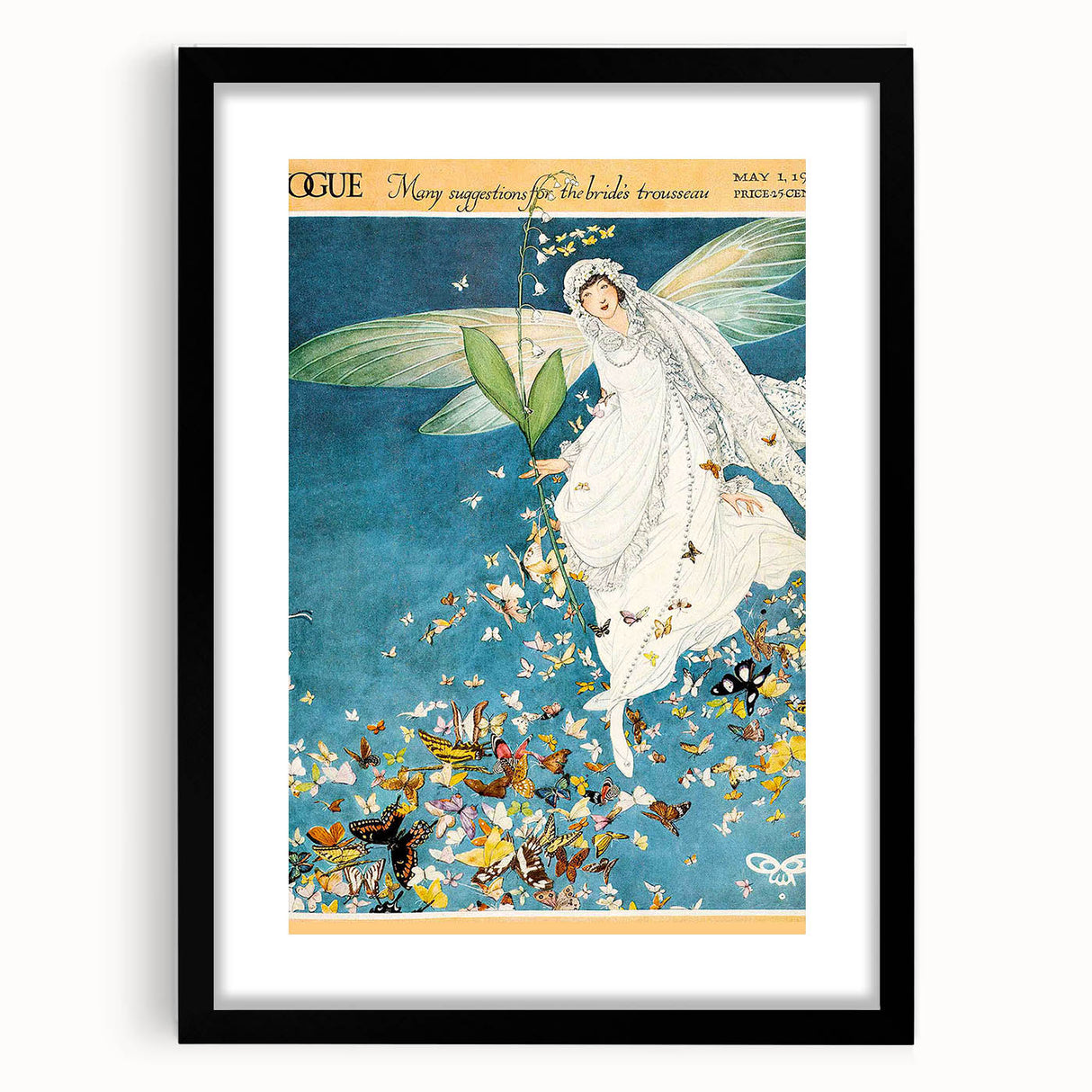 Vogue Art Print - 1915 Whimsical Bride Illustration Wall Decor