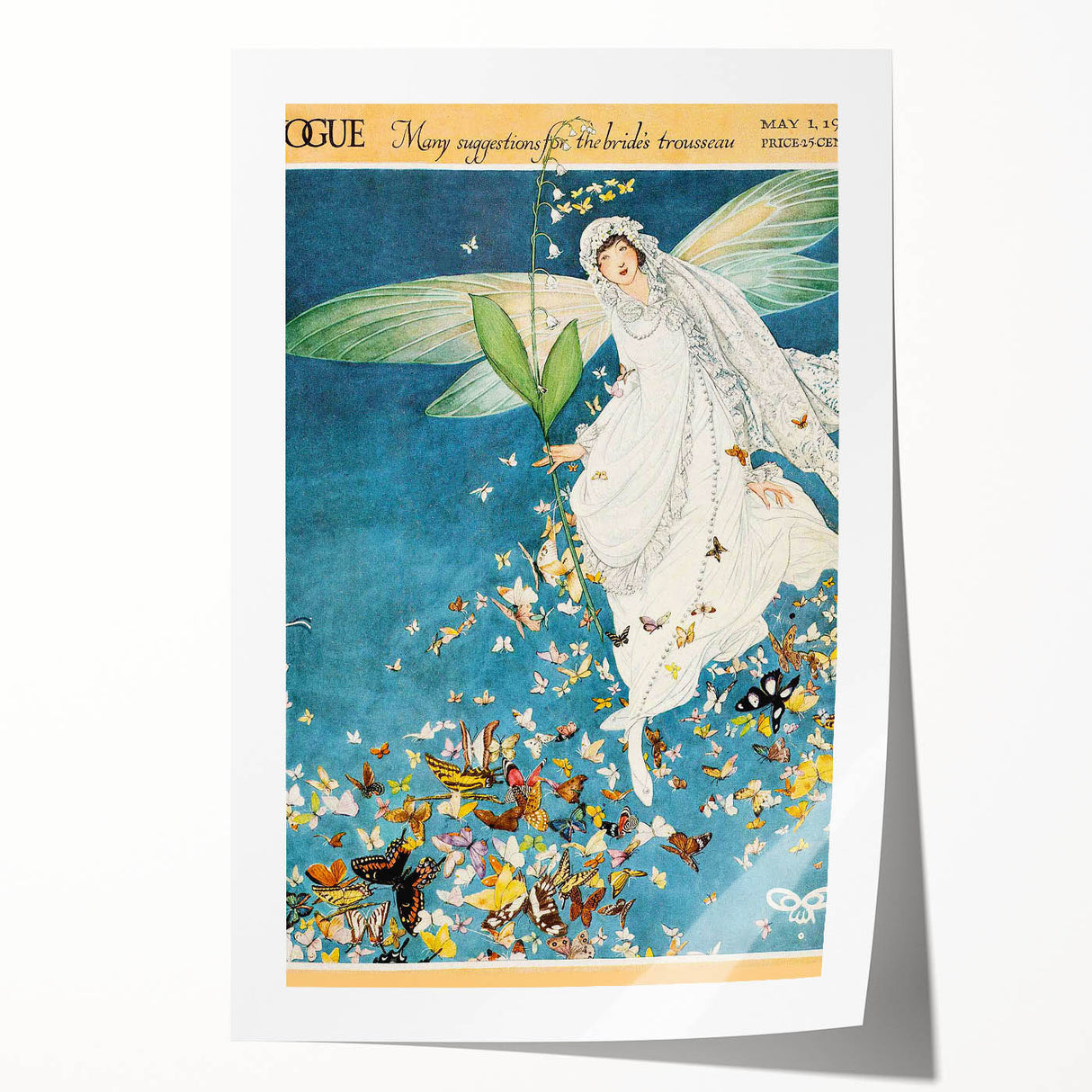 Vogue Art Print - 1915 Whimsical Bride Illustration Wall Decor
