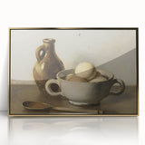 Large art print of a mid-century modernist design in gold tones on framed acrylic, ideal for nursery wall decor.