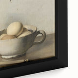 Close-up of a black wall art on framed canvas featuring colorful, textured abstract design, suitable for a living room.