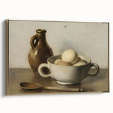 Framed canvas featuring a black and gold vintage landscape painting, ideal for bedroom wall art.