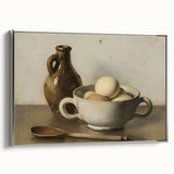 Framed canvas landscape art painting featuring a vintage poster style with a predominantly black background and colorful…