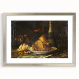 Textured abstract art print featuring swirling gray and silver patterns, presented in a silver frame.