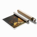 Extra large rolled print featuring a floral art design in soft pastel shades, ideal for classy bathroom wall art.