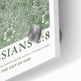 Biblical Typography Wall Art - Ephesians 2:8 Floral Canvas Print