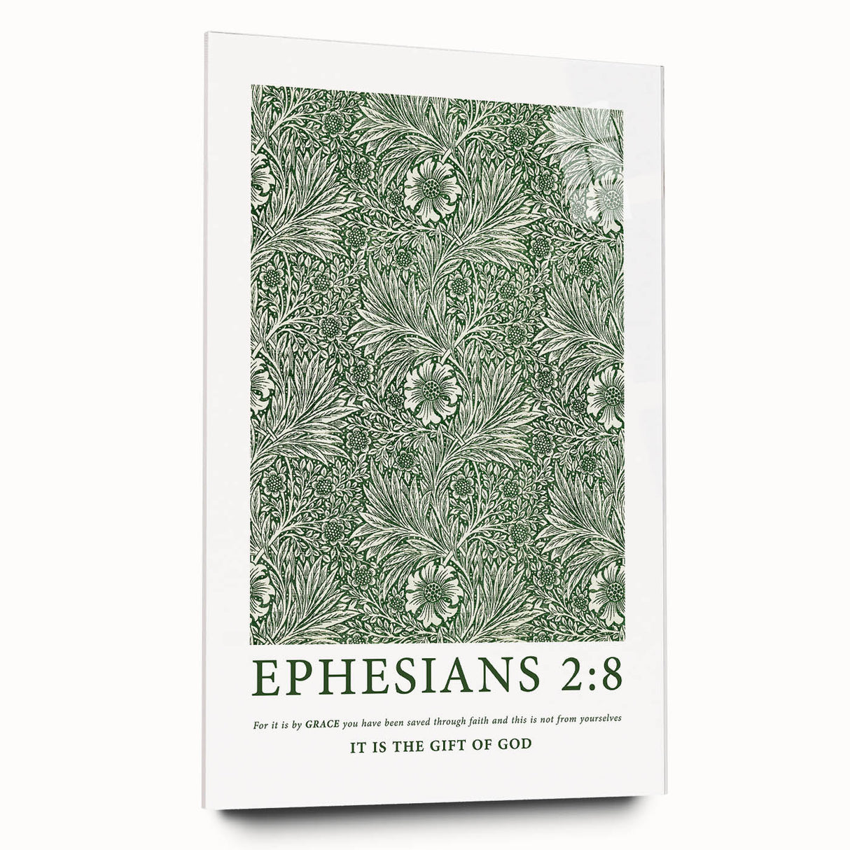 Biblical Typography Wall Art - Ephesians 2:8 Floral Canvas Print