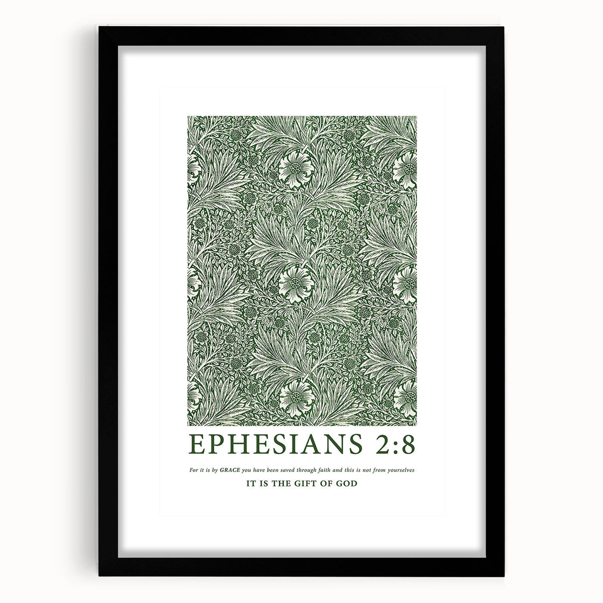 Biblical Typography Wall Art - Ephesians 2:8 Floral Canvas Print