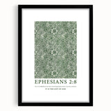 Biblical Typography Wall Art - Ephesians 2:8 Floral Canvas Print