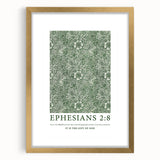 Biblical Typography Wall Art - Ephesians 2:8 Floral Canvas Print