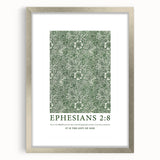 Biblical Typography Wall Art - Ephesians 2:8 Floral Canvas Print