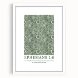 Biblical Typography Wall Art - Ephesians 2:8 Floral Canvas Print