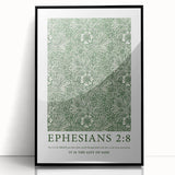 Biblical Typography Wall Art - Ephesians 2:8 Floral Canvas Print