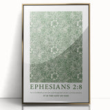 Biblical Typography Wall Art - Ephesians 2:8 Floral Canvas Print