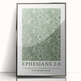 Biblical Typography Wall Art - Ephesians 2:8 Floral Canvas Print