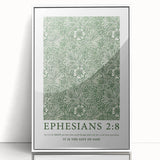 Biblical Typography Wall Art - Ephesians 2:8 Floral Canvas Print