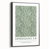 Biblical Typography Wall Art - Ephesians 2:8 Floral Canvas Print