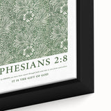 Biblical Typography Wall Art - Ephesians 2:8 Floral Canvas Print