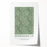 Biblical Typography Wall Art - Ephesians 2:8 Floral Canvas Print