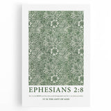 Biblical Typography Wall Art - Ephesians 2:8 Floral Canvas Print