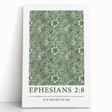 Biblical Typography Wall Art - Ephesians 2:8 Floral Canvas Print