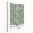 Biblical Typography Wall Art - Ephesians 2:8 Floral Canvas Print