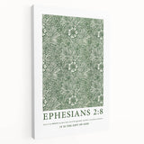 Biblical Typography Wall Art - Ephesians 2:8 Floral Canvas Print