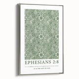 Biblical Typography Wall Art - Ephesians 2:8 Floral Canvas Print