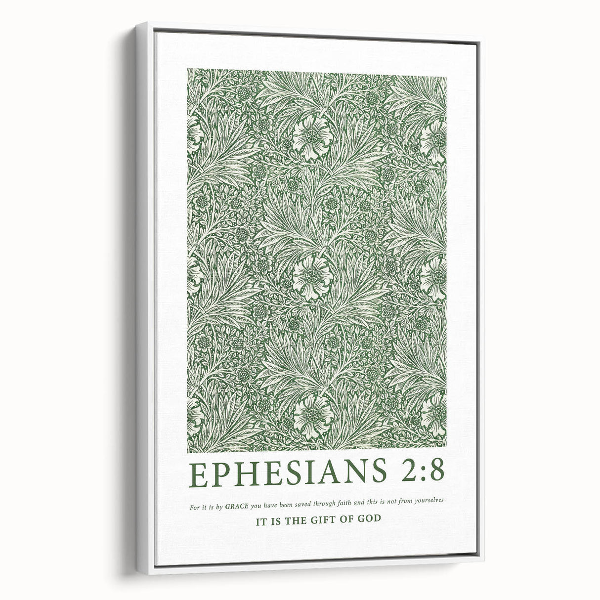 Biblical Typography Wall Art - Ephesians 2:8 Floral Canvas Print