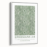 Biblical Typography Wall Art - Ephesians 2:8 Floral Canvas Print