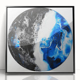 Framed abstract geometric art piece in black acrylic, showcasing bold shapes and lines, perfect for modern home decor. Ideal for enhancing contemporary spaces.