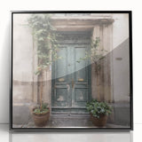 Large abstract wall art featuring a black and white French door design on a framed acrylic, ideal for modern art wall decor.