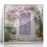 Art deco poster of a Greek door architecture in white acrylic frame, suitable for modern art wall decor.