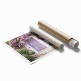 Extra large rolled print featuring a Greek door architecture with floral accents, suitable for classy bathroom wall art.