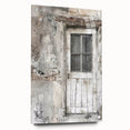 Acrylic print of a rustic Italian door in muted earth tones, ideal for dining room decor.