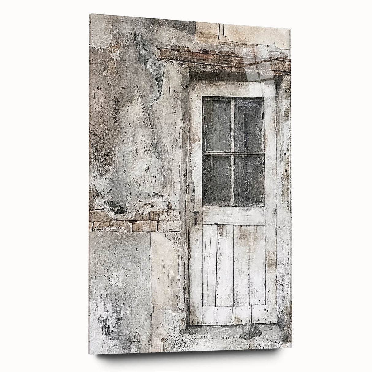 Acrylic print of a rustic Italian door in earthy tones, suitable for bedroom or dining room art.