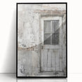 Framed acrylic print of a rustic Italian door in muted earth tones.