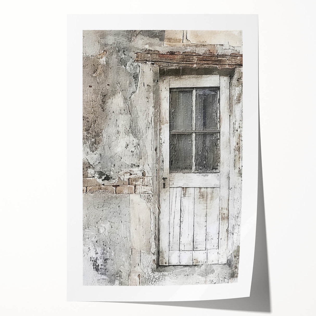 Rustic Italian door design on a rolled print, featuring earthy tones, ideal for art wall dining room decor.