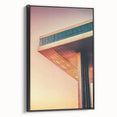 Black and white vintage poster art of a landscape on a framed canvas, ideal for bedroom wall decor.