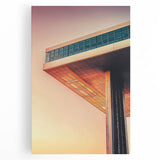 Black and white large art print of architectural designs on stretched canvas, ideal for kitchen wall art.