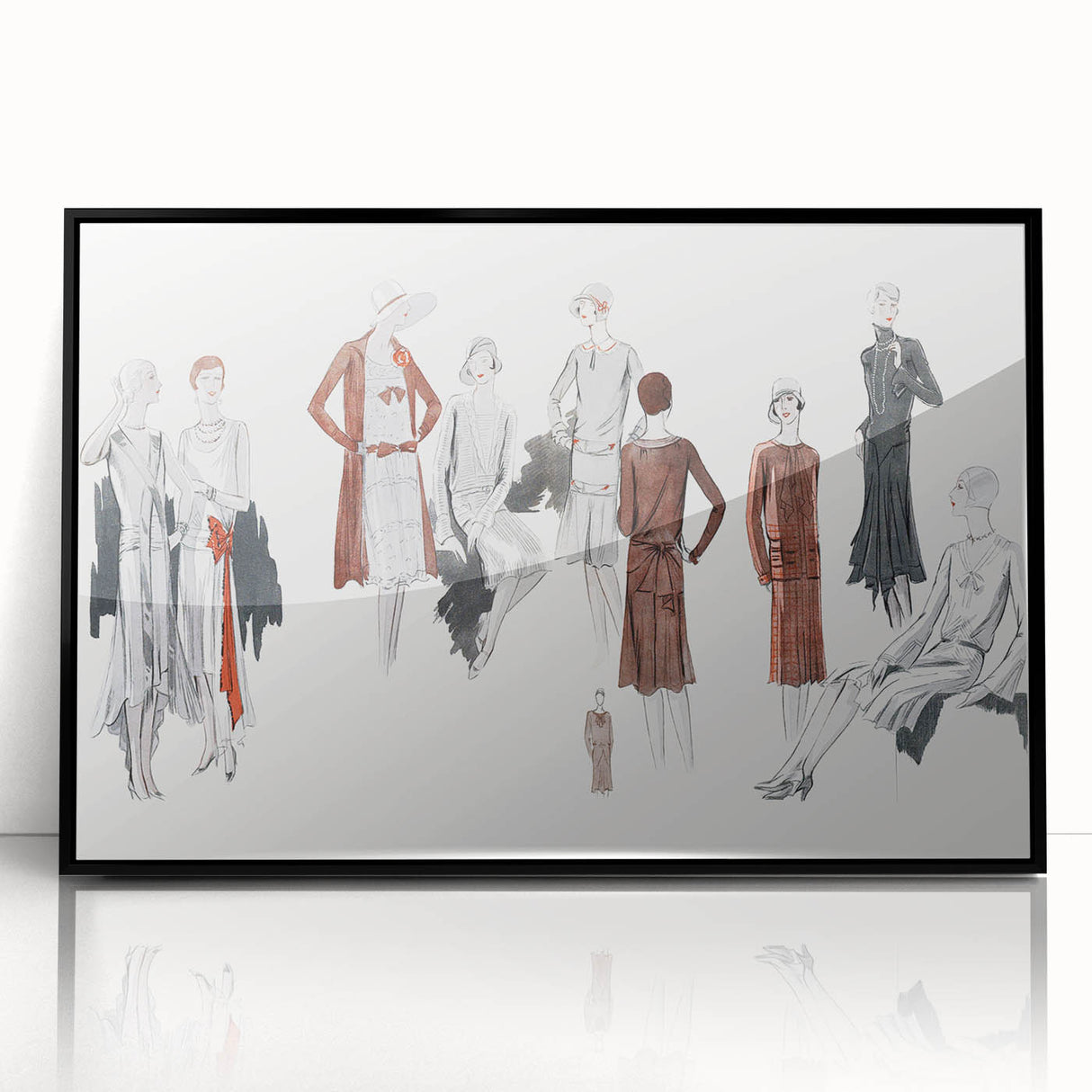 Timeless Art Deco Wall Art – 1920s Fashion Ensemble Illustration