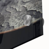 Large abstract wall art in acrylic glass featuring mid-century modernist swirls in earthy tones, ideal for dining room decor.