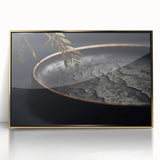 Large acrylic print of mid-century modernist design in gold tones, ideal for modern art wall decor.