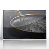 Art deco poster featuring geometric patterns in black and white, acrylic print in a white frame.