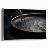 Landscape art painting featuring a vintage poster style with colorful elements on a black background, framed canvas.