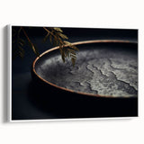 Framed canvas of vintage poster art featuring colorful culinary tools on a black background, ideal for living room decor.