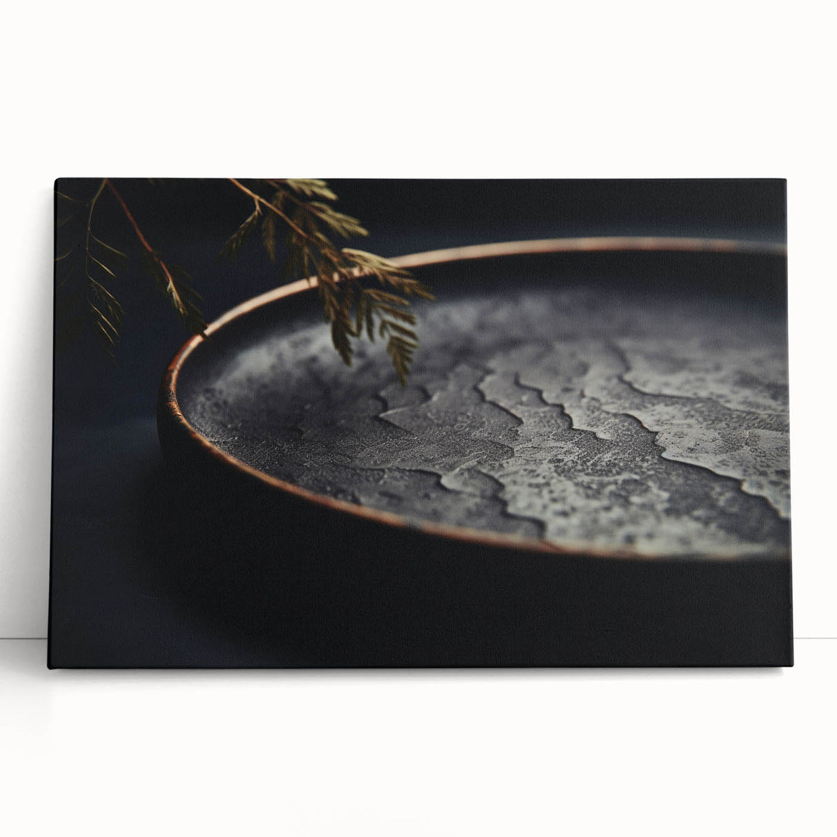 Large black and white stretched canvas of kitchen utensils, ideal for kitchen wall art.
