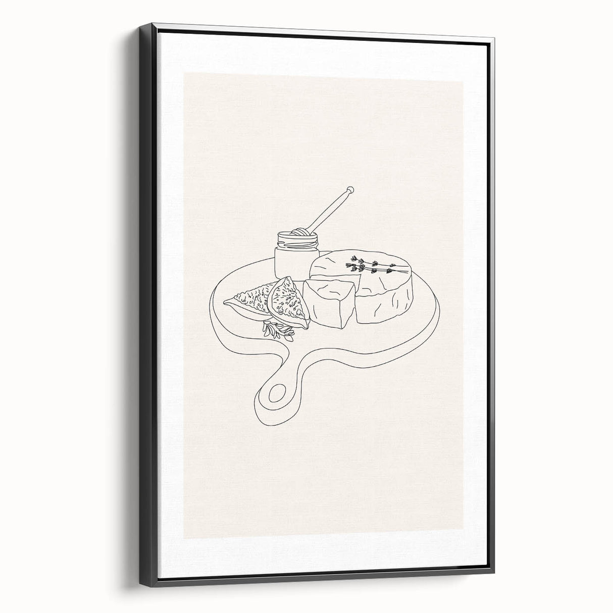 Black and white vintage poster art featuring a landscape painting on a framed canvas, suitable for bedroom decor.