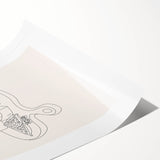 Extra large rolled print featuring minimalistic line art flowers in black on a white background.