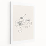 Large stretched canvas featuring a colorful array of illustrated dishes, ideal for kitchen wall art.